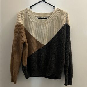 Eesome Tri-Tone Sweater - Cream, Tan, and Black